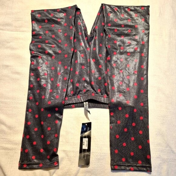 True Rock women's Small gray with red dot 3 knee zippered leggings, shimmery NWT - Picture 6 of 7